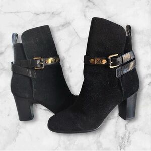 Tory Burch Black Suede High Heel Robynn Ankle Boots - 8M